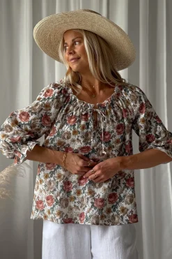 Sofia puuvillapaita, off white cottage floral