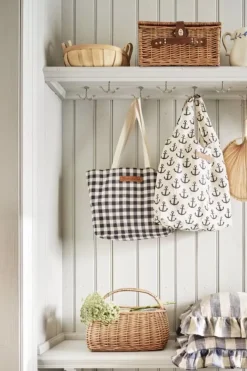Tote bag anchor kangaskassi, blue/off white