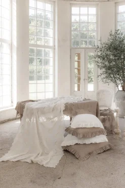 Vintage pellavapöytäliina, antique white